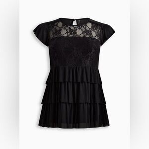 Torrid Stretch Mesh Lace Tiered Babydoll Top